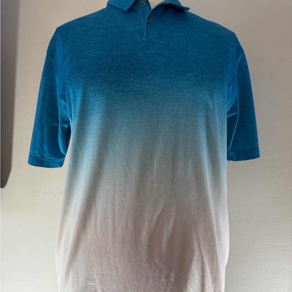 Nike Blue and White Men's Polo Shirt